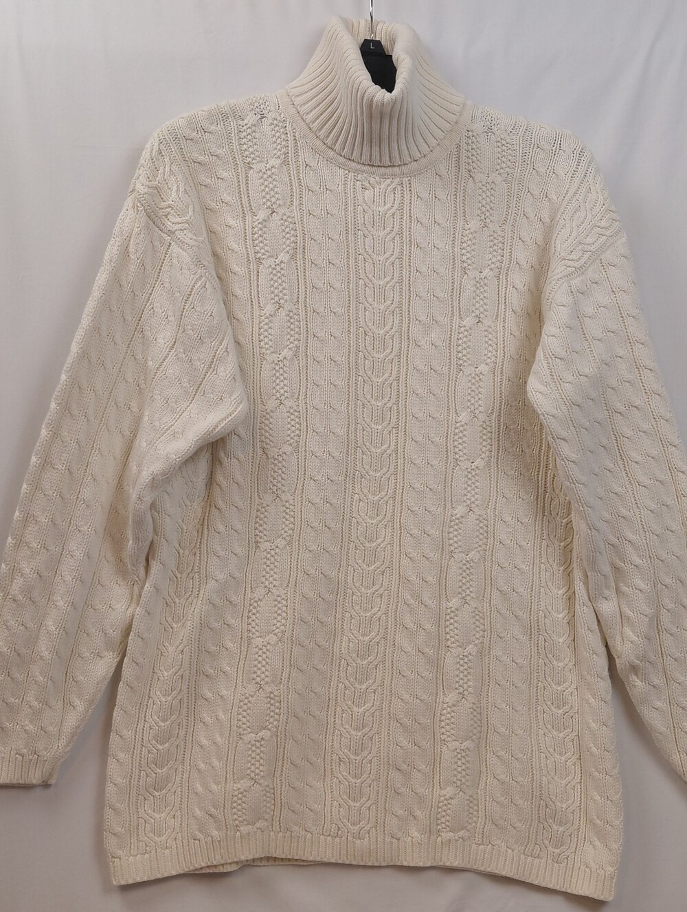 Wainscott Vintage Turtleneck Cable Knit Sweater Women's Size Medium Cream